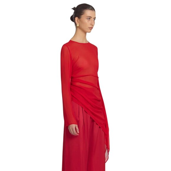 98. VIKTORIA & WOODS Stardust Red Sheer Silk Tunic Top $400 NWT Sz 1 US 4 - Picture 3 of 9